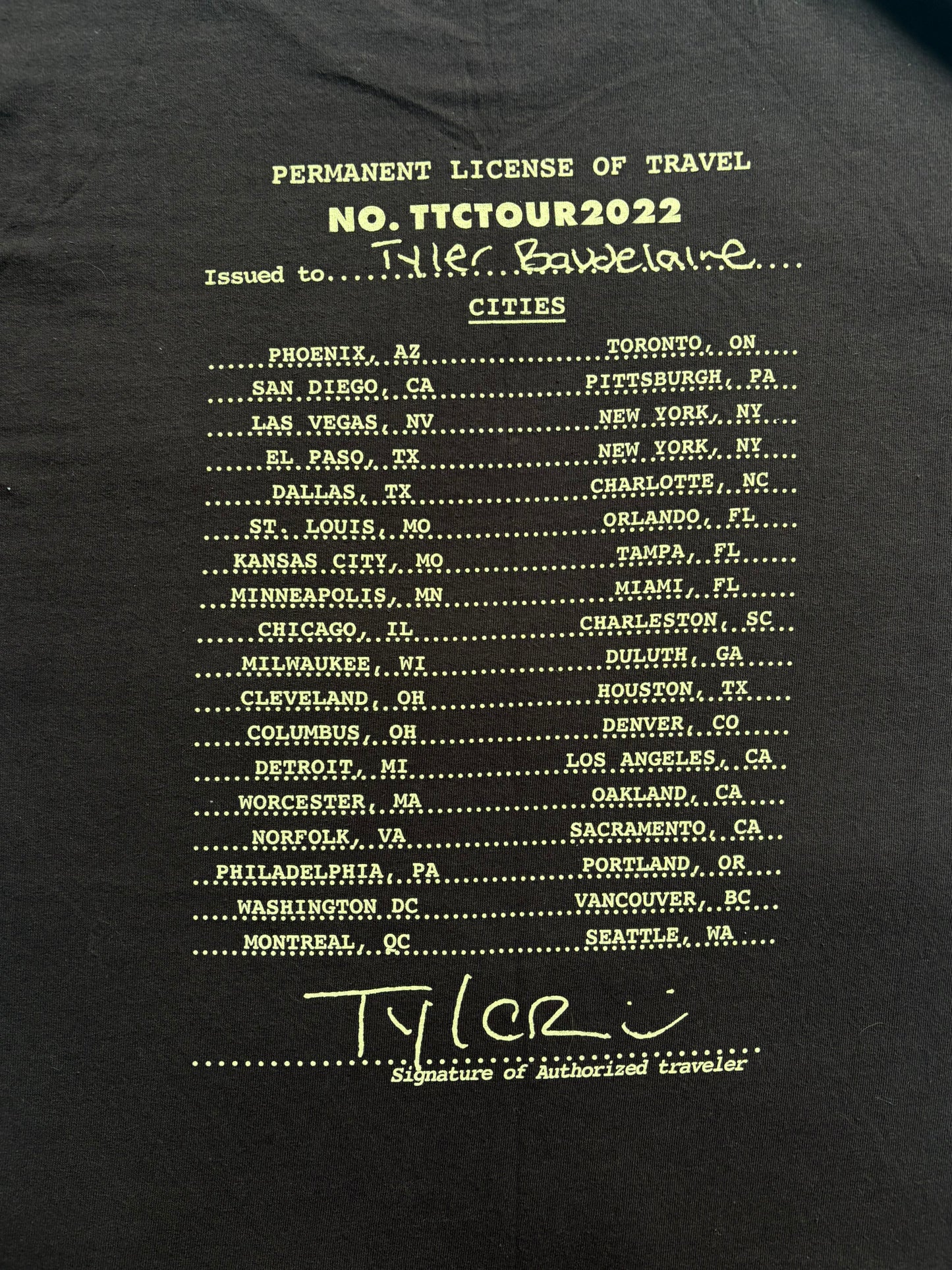 Tyler the Creator Tour Tee